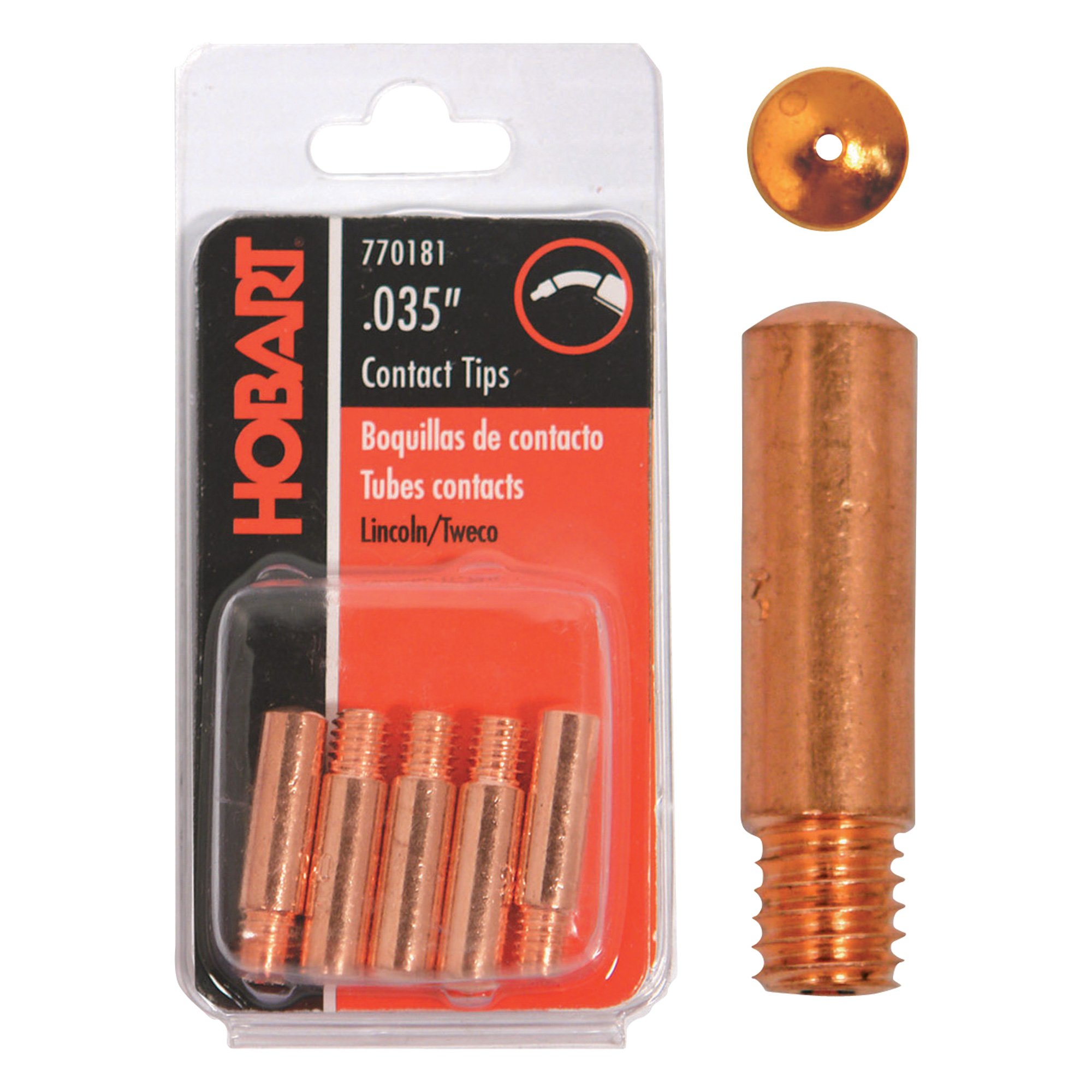 Hobart Welding Contact Tips — 5-Pack., .035in., Tweco-Style, Model# 770181